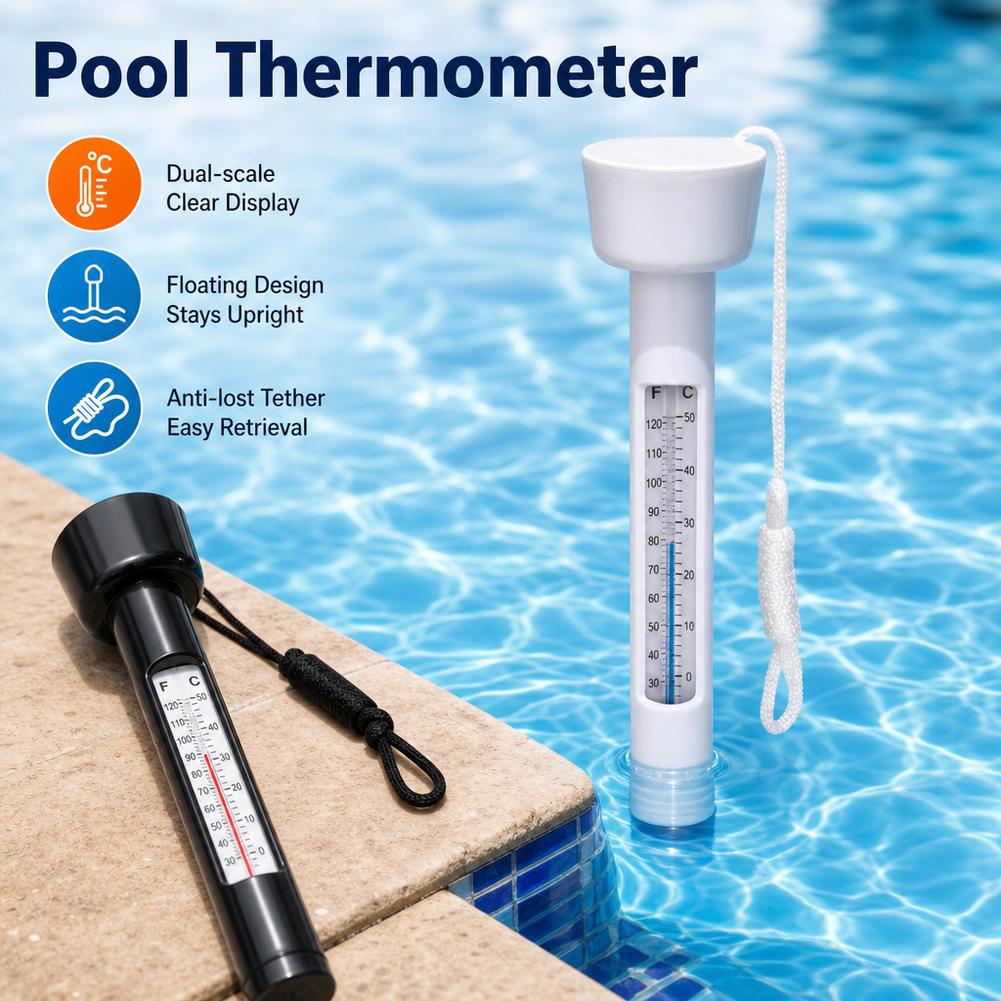 Marine Aquarium Hydrometer - Schwimmendes Pool-Thermometer mit Schnur, Wassertemperatur-Tester für