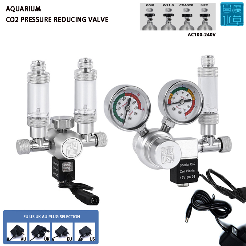 Aquarium Marine Plants - Aquarium CO2-Regler Magnetventil Blasenmesser Pflanzenwassergras-Tank CO2-Reaktionskontrollsystem