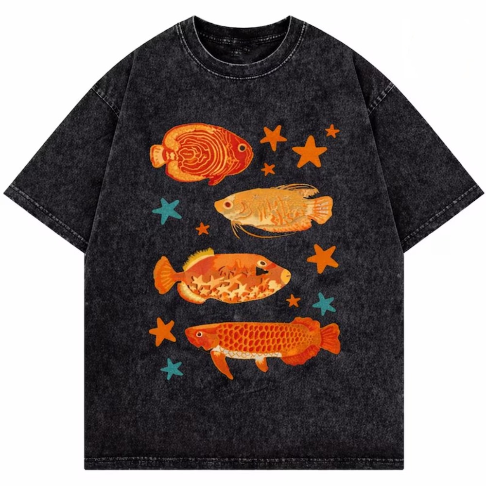 Marine Life Aquariums - Vintage-T-Shirt mit tropischem Fischmuster, bunt, mit