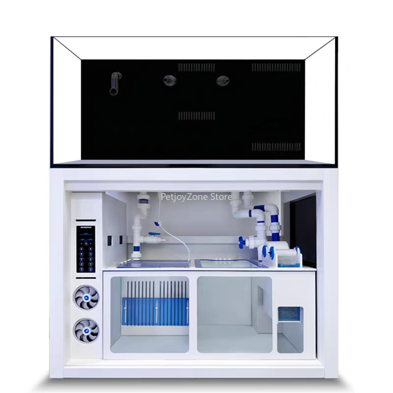 Marine Aquarium All In One - Luxus-Ultra-Weißglas-Salzwasseraquarium mit Bodenfilterschrank - Professionelles Korallenriff-Fischbecken