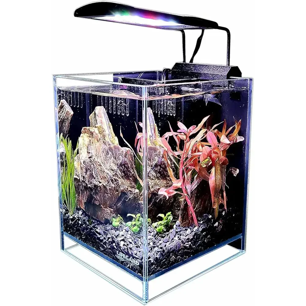 Marine Aquarium All In One - Ultraklares Kristall-Aquarium mit integriertem Filter, randlosem