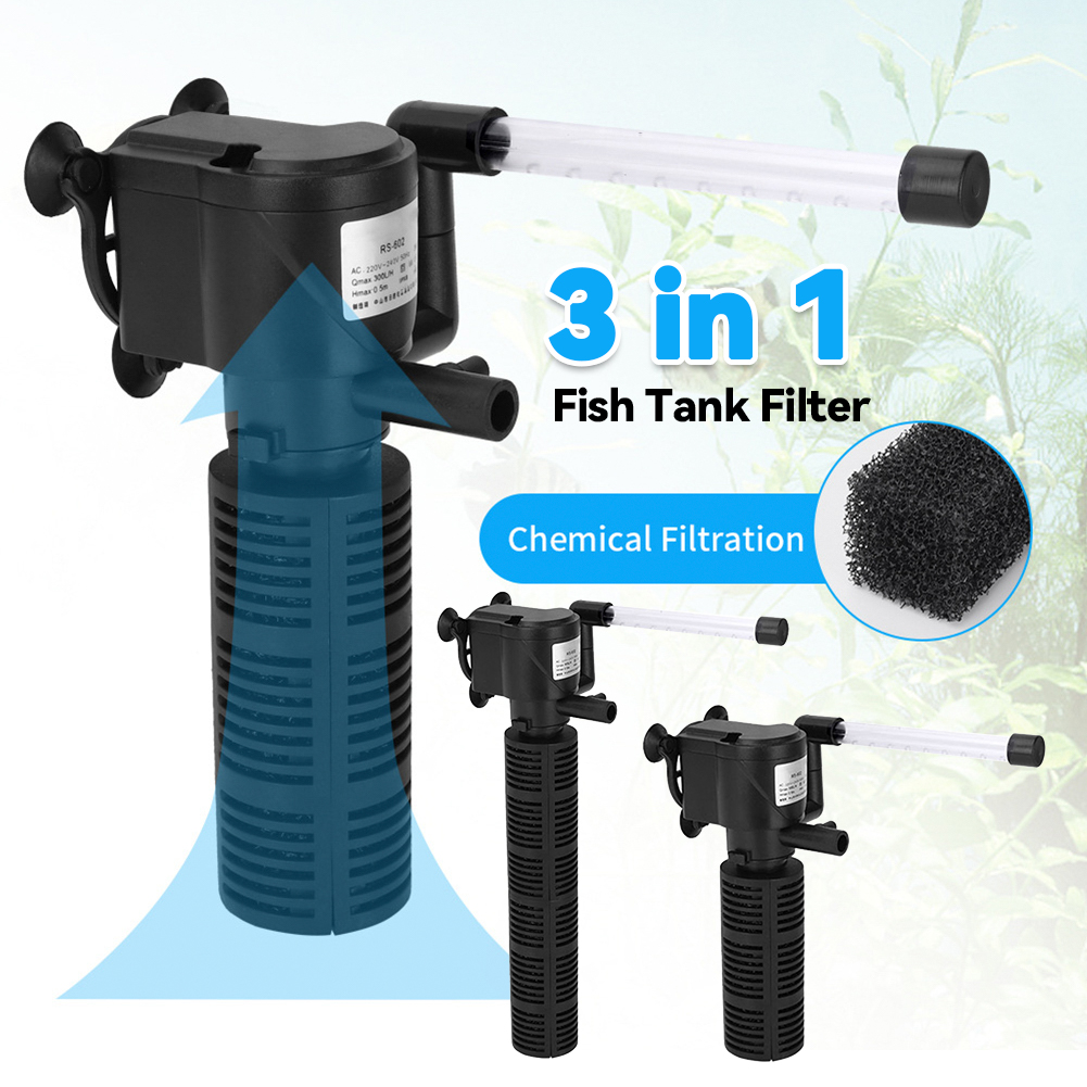 Marine Aquarium Uv Filter - 3-in-1 Aquarium Innenfilter Geräuscharmer Aquarium-Wasserreiniger Fischbeckenpumpe